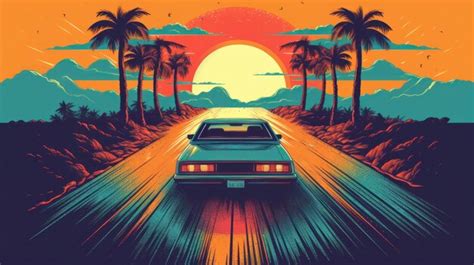 Premium Photo Summer Vibes S Style Illustration With Car Driving Ai