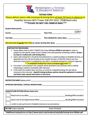 Fillable Online Latech Tds Testing Form Fillable Fax Email Print