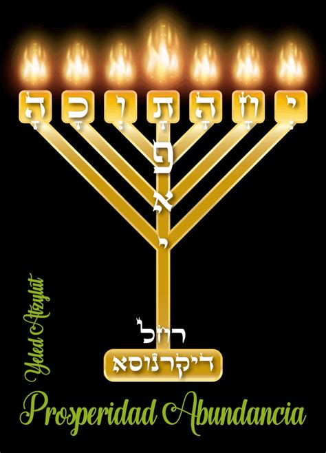 A Menorah With Candles And The Words Propridd Alundania