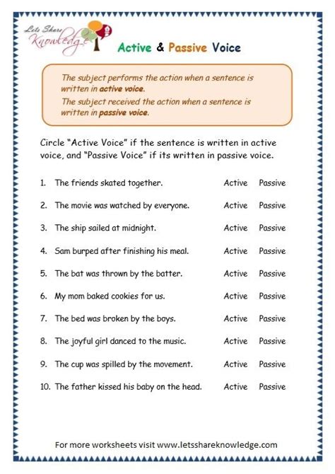 Active And Passive Verbs Worksheets With Answers Passive Act