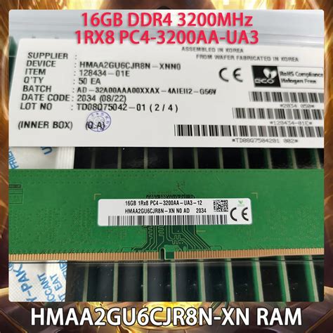 HMAA2GU6CJR8N XN RAM For SK Hynix 16GB DDR4 3200MHz 1RX8 PC4 3200AA UA3