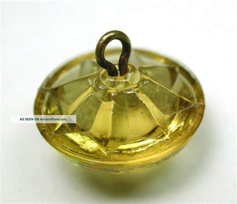 Antique Glory Mold Glass Button Lemon Color Swirl Back Color Swirl