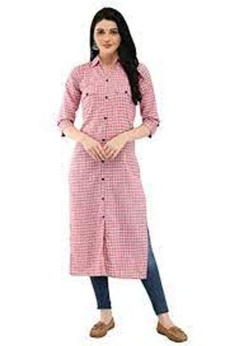 Excellence Look Comfortable Fit Perfect Designed Ladies Cotton Kurti Decoration Material Beads