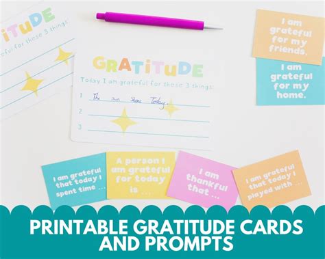 Gratitude Cards for Kids PRINTABLE Gratitude Prompts | Etsy