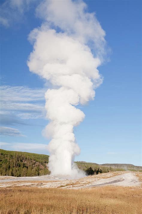 Eruption Of The Old Faithful Geyser In Photograph by Elsvandergun - Pixels