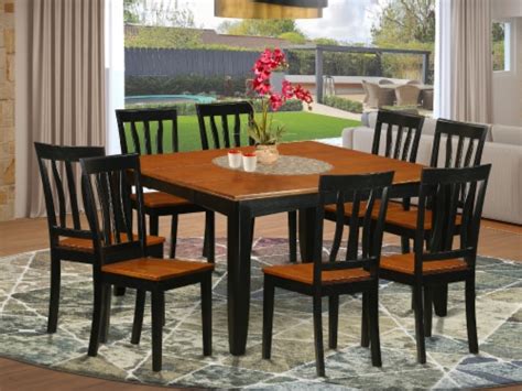 East West Furniture Parfait 9 Piece Wood Dining Table Set In Black