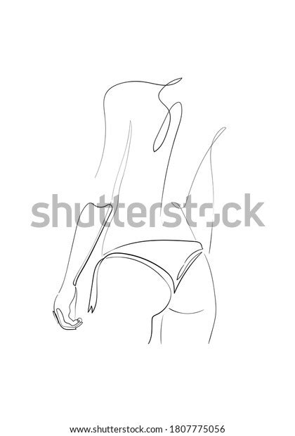 Continuous Line Naked Woman One Line Stock Vector Royalty Free