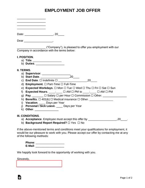 Free Job Offer Letter Templates (3) - PDF | Word – eForms