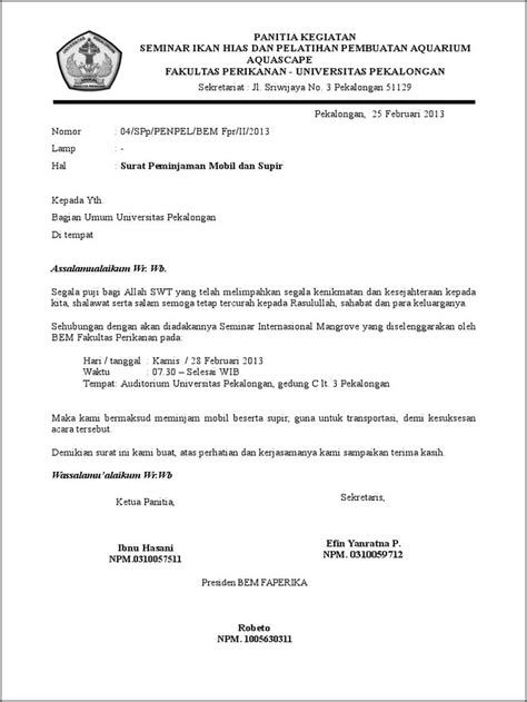 Contoh Surat Perjanjian Pinjam Pakai Kendaraan Dinas Surat Permohonan