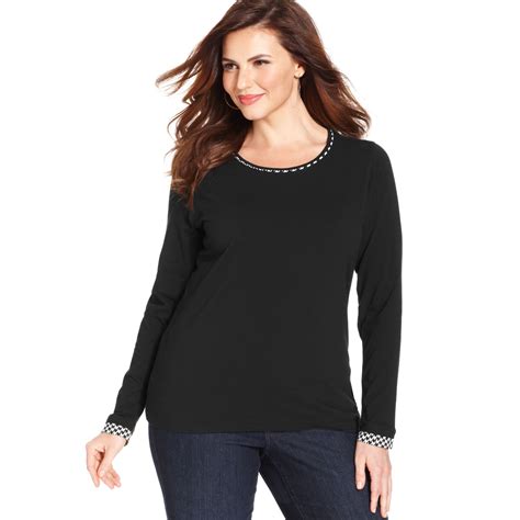 Lyst Jones New York Signature Plus Size Houndstooth Print Top In Black