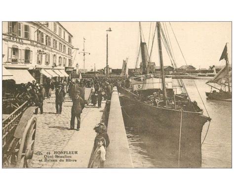 Carte Postale Ancienne Honfleur Quai Beaulieu Bateau Du Havre