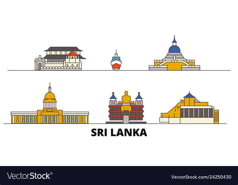 Sri lanka flat landmarks sri Royalty Free Vector Image