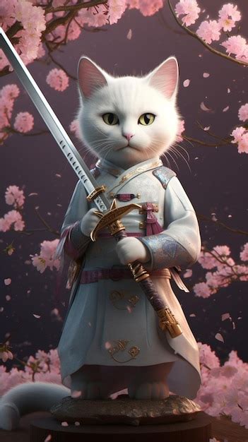 Premium AI Image | A cat with a sword in his hand