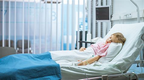 Cute Little Sick Girl Sleeps On A Bed In The Childrens Hospital Modern