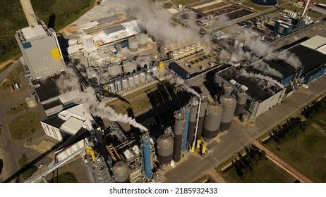 Smoke Pollution Paper Mill Factory Aerial Stock Photo 2185932433 ...