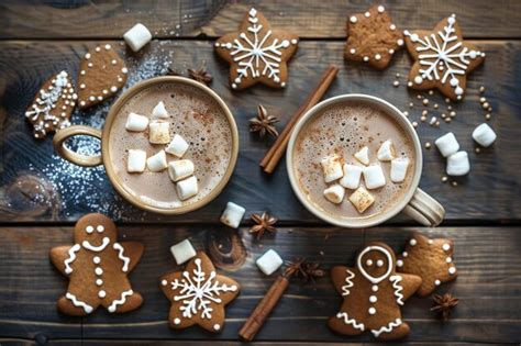 Cozy Hot Chocolate Mugs With Marshmallows Premium AI Generated Image