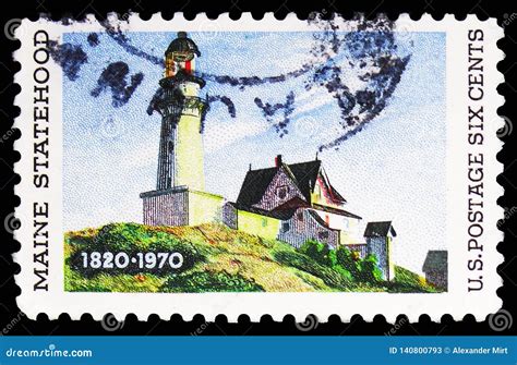 150 Years Maine Statehood Shows Lighthouse At Two Lights By Edward