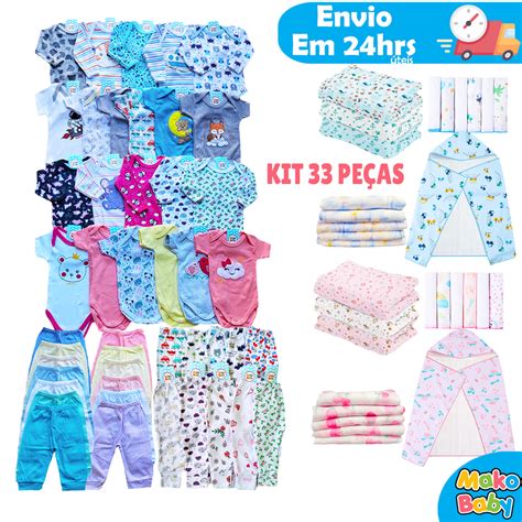 Kit 33 peças Enxoval Bebê Kit Maternidade Roupa Bebê Recem Nascido