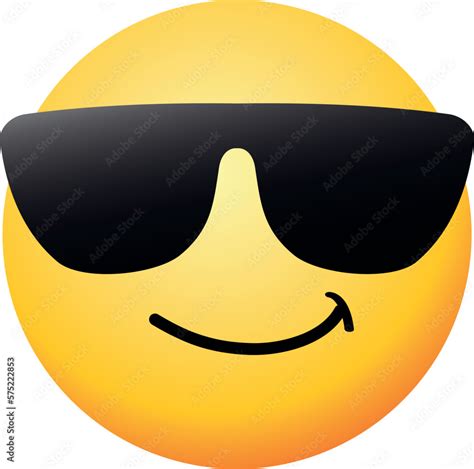 High Quality Emoticon With Sunglasses Emoji Vector Cool Smiling Face