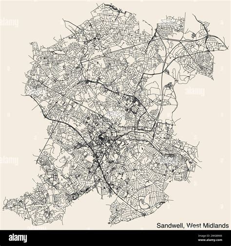 Street Roads Map Of The Metropolitan Borough Of Sandwell West Midlands