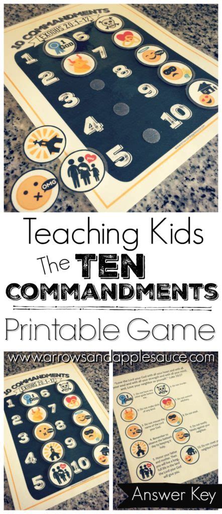 Teaching Kids The Ten Commandments| Printable Memory Game - Arrows & Applesauce