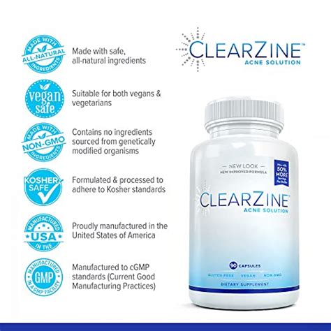 Clearzine Acne Pills For Teens Adults Clear Skin Supplement