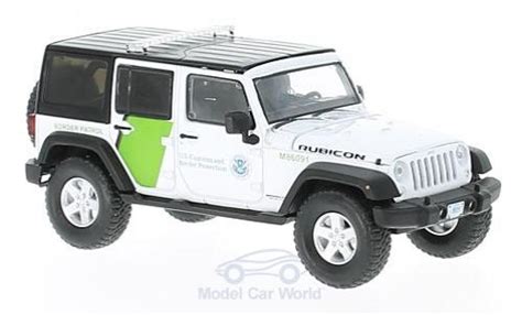 Diecast model cars Jeep Wrangler 1/43 Greenlight Unlimited white/green U.S. Customs and Border ...