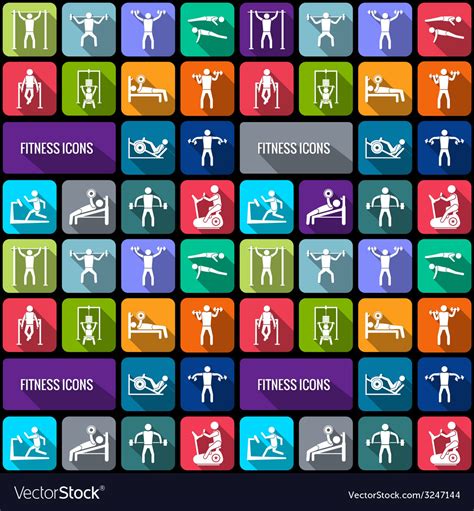 Fitness Icons Set Royalty Free Vector Image Vectorstock