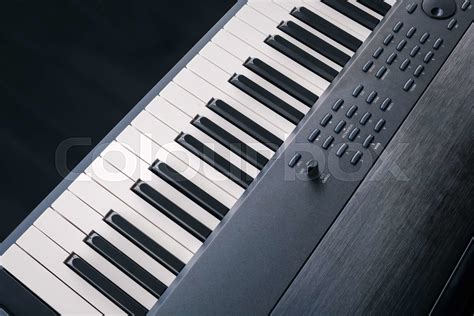 Piano Keyboard synthesizer closeup key top view | Stock image | Colourbox