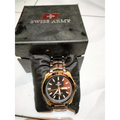 Jual Jam Tangan Swiss Army Pria Black Gold Shopee Indonesia