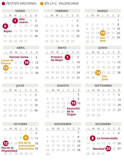 Calendario 2023 Comunidad Valenciana Laboral IMAGESEE