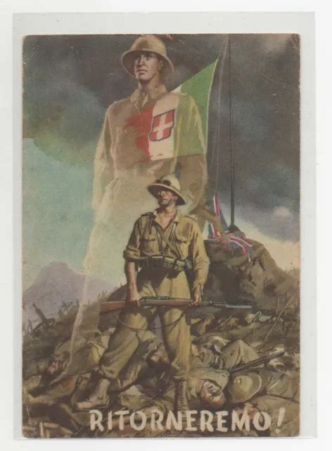 CARTOLINA ANTICA PROPAGANDA MILITARE RITORNEREMO SOLDATO P N F O N D