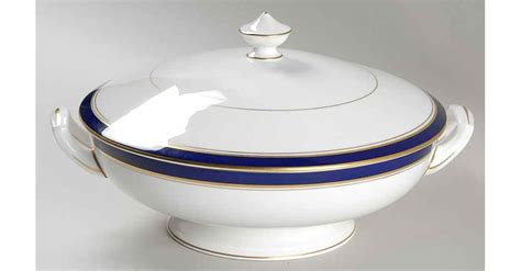 Howard Cobalt Blue Gold Trim Round Covered Vegetable By Royal