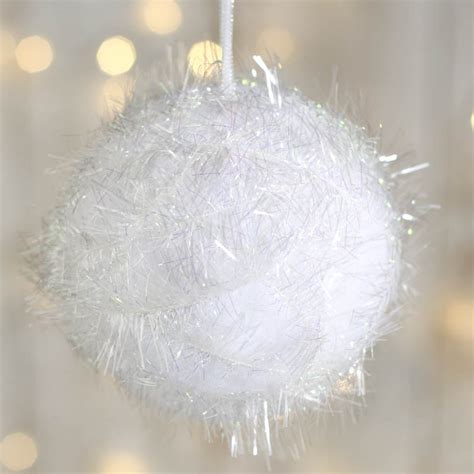 Fuzzy Iridescent Snowball Ornament Christmas Ornaments Christmas