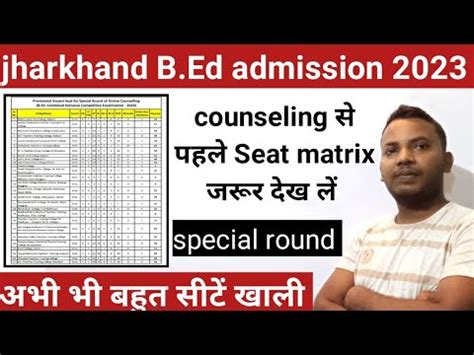 Seat Matrix List For Jharkhand B Ed Special Round Counseling 2023 25