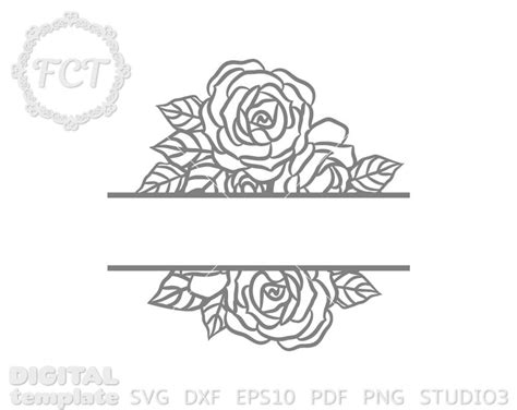 Roses Split Monogram Svg Monogram Frame Files Laser Cut Etsy