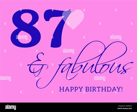 87th Happy Birthday Card Illustration In Retro Style Stock Photo Alamy