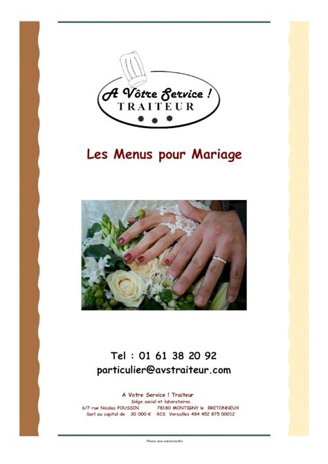 PDF Les Menus Pour Mariage La Carte Des Menus Pour Mariage Le