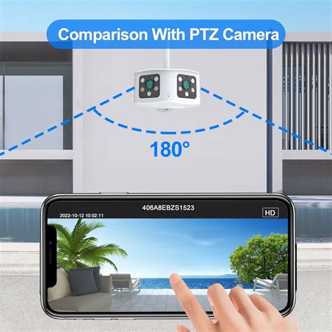 Интелигентна външна камера за наблюдение, 8 MP двойна леща, 180 ...