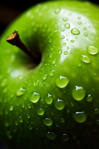 Manzana Verde Fresca Con Gotas De Agua Foto Gratis