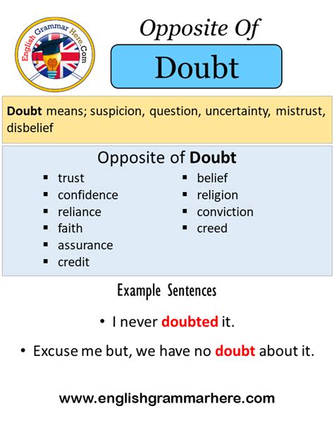 Opposite Of Doubt, Antonyms Of Doubt, Meaning And Example, 51% OFF