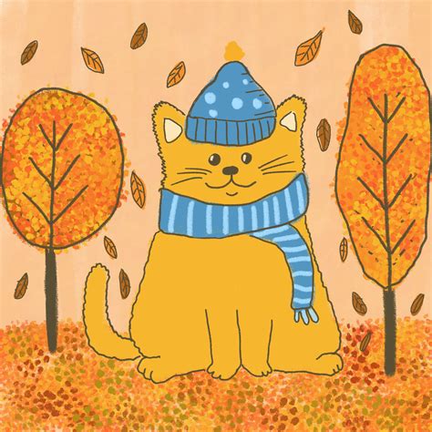 Fall Cat Drawing Np