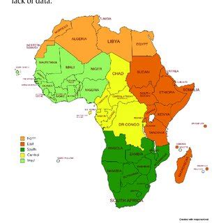 Regions of the African Union, according to the African Union ...