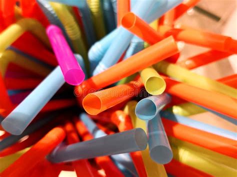 Plastic Straws Extreme Close Up Multi Colored Waste Drinking Straw