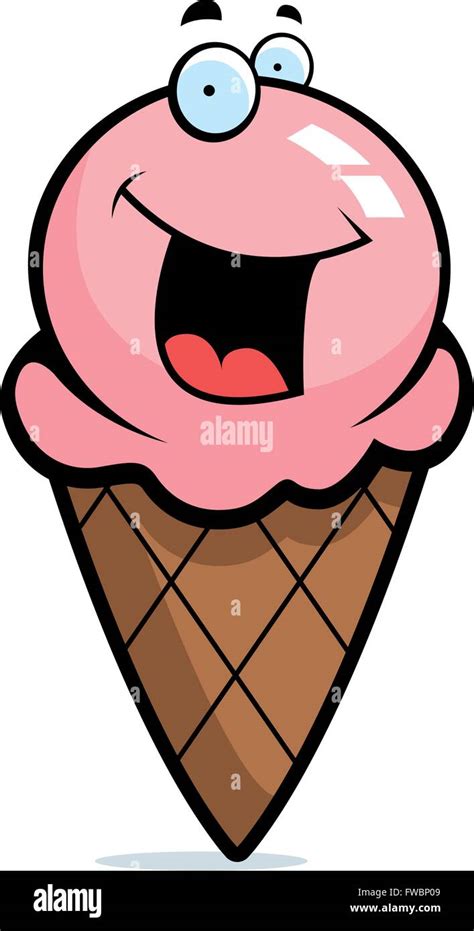 A Cartoon Ice Cream Cone Smiling And Happy Stock Vector Image Art Alamy