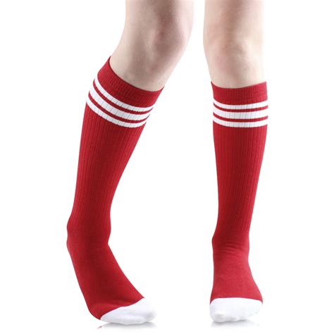 Red with White Stripes Tube Socks-TS-1