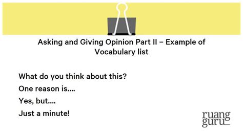 Cara Menyampaikan Dan Menanyakan Pendapat Part 2 Bahasa Inggris