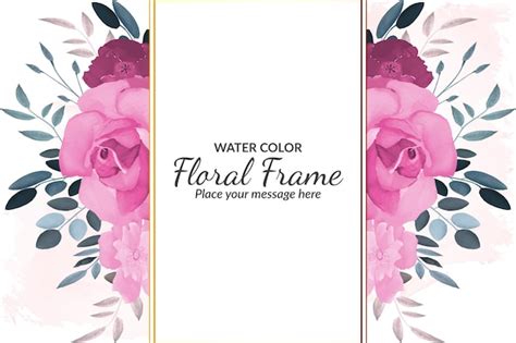 Premium Vector Spring Roses Floral Frame Background With Watercolor