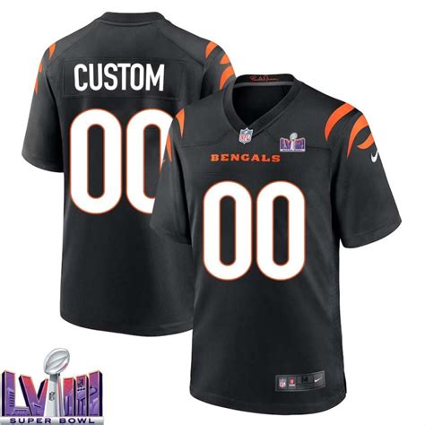 Custom Home Bengals Super Bowl LVIII Limited Black Jersey for Man ...