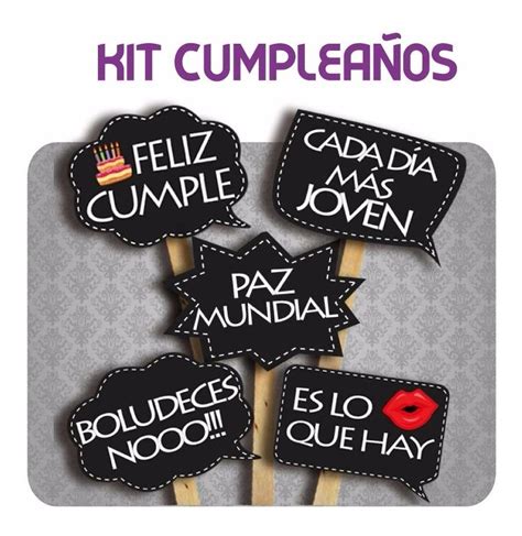 Photo Props Cumpleaños Imprimible 24 Cartelitos Con Frases 130 00